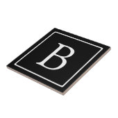 Eenvoudig Classic Monogram | Zwarte tekst met witt Tegeltje (Zijkant)