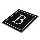 Eenvoudig Classic Monogram | Zwarte tekst met witt Tegeltje (Zijkant)