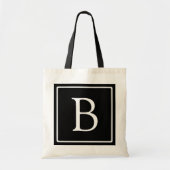 Eenvoudig Classic Monogram | Zwarte tekst met witt Tote Bag (Voorkant)