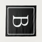 Eenvoudig Classic Monogram | Zwarte tekst met witt Wandkleed (Voorkant (horizontaal))