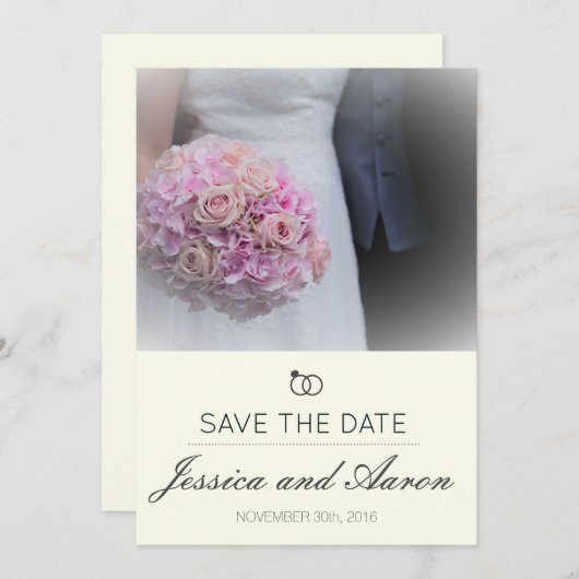 Eenvoudig Classic Save the Date Note Ivory Backgro (Voorkant / Achterkant)