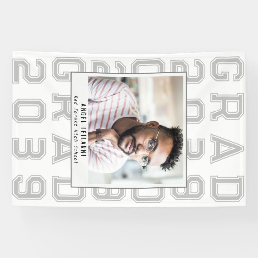 Eenvoudig Classic Sport Afstudeerder Foto Senior A Spandoek (Horizontaal)