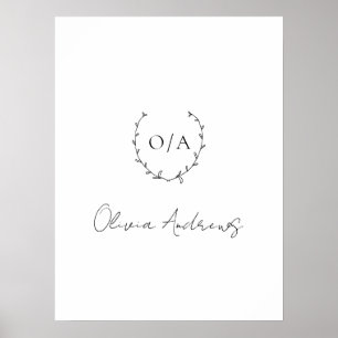 Eenvoudig Classic Wreatcrest Elegant Monogram Poster
