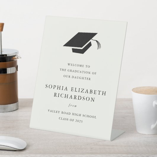 Eenvoudig Classic Zwart-wit Afstuderen Welkom Reclamebord Met Voetstuk (Insitu)