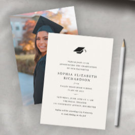 Eenvoudig Classic Zwart-wit Foto Afstuderen Aankondiging