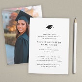 Eenvoudig Classic Zwart-wit Foto Afstuderen Aankondiging