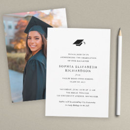 Eenvoudig Classic Zwart-wit Foto Afstuderen Aankondiging