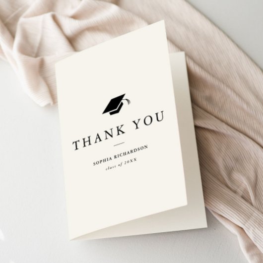 Eenvoudig Classic Zwart-wit Foto Afstuderen Bedankkaart