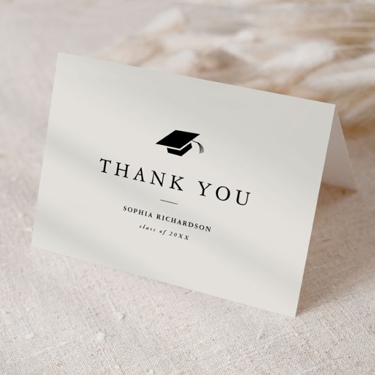 Eenvoudig Classic Zwart-wit Foto Afstuderen Bedankkaart