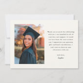 Eenvoudig Classic Zwart-wit Foto Afstuderen Bedankkaart (Achterkant)