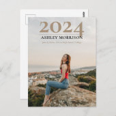 Eenvoudig Classy 2024 Foto Tan Afstuderen Briefkaart (Voorkant / Achterkant)