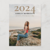 Eenvoudig Classy 2024 Foto Tan Afstuderen Briefkaart (Voorkant)