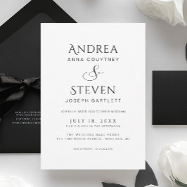 Eenvoudig Classy Black en White Wedding Kaart