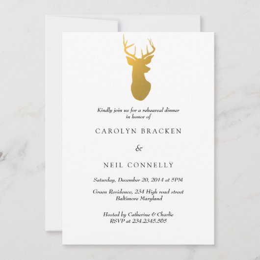 Eenvoudig Classy Gold Antler Moderne repetitie Kaart (Voorkant)