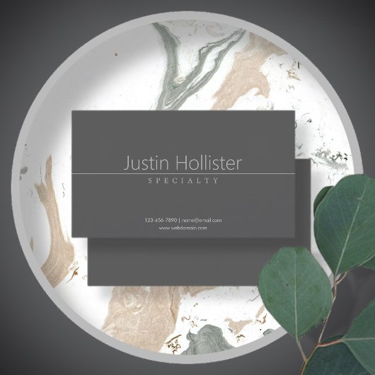 Eenvoudig Classy Licht Grijs op Donkergrijs Visitekaartje