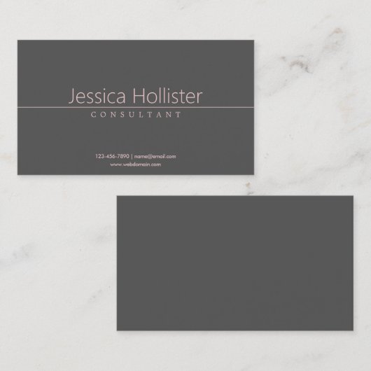 Eenvoudig Classy Licht Roze op Donkergrijs Visitekaartje (Voorkant / Achterkant)