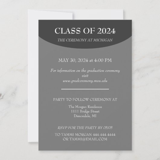 Eenvoudig Classy Photo Afstuderen Invitation Kaart (Achterkant)