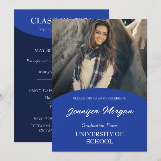 Eenvoudig Classy Photo Afstuderen Invitation Kaart (Voorkant / Achterkant)