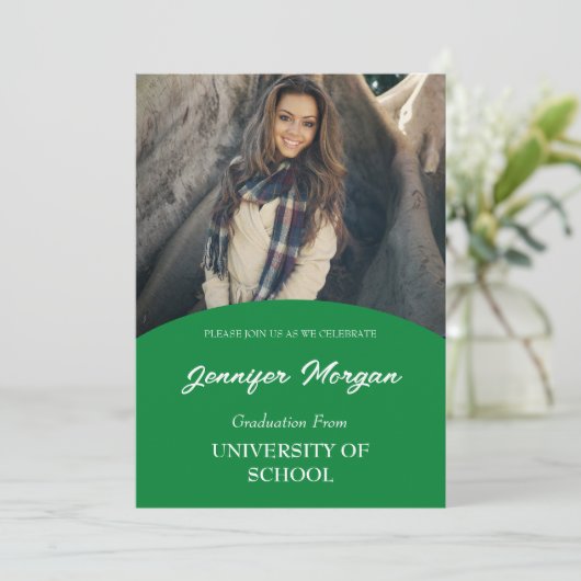 Eenvoudig Classy Photo Afstuderen Invitation Kaart (Staand voorkant)