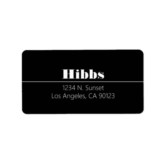 Eenvoudig Classy Zwart Wit Achternaam Retouradres Etiket (Voorkant)