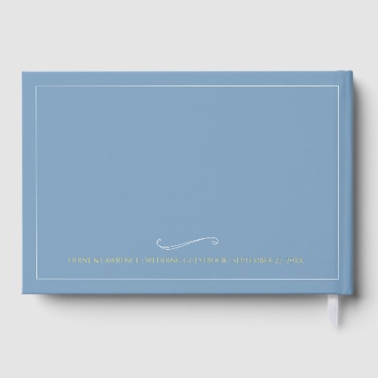 Eenvoudig Coastal Dusky Blue  Label Gastenboek (Achterkant)