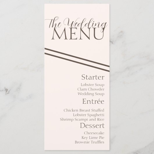 Eenvoudig Coffee Tan Trouwmenu Menu (Voorkant)