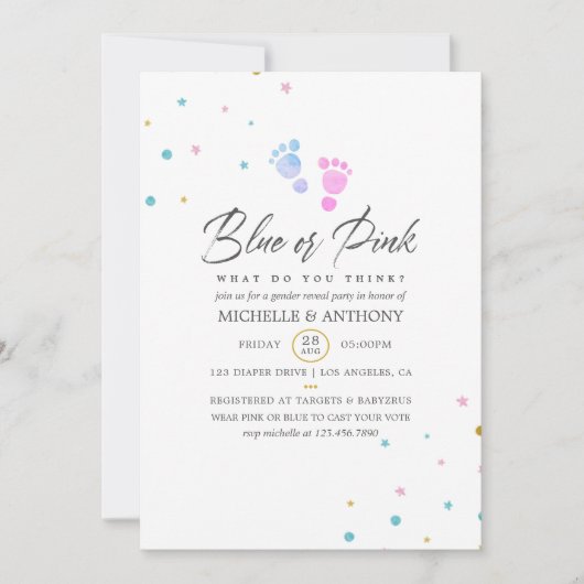 Eenvoudig Confetti Genderkwesties onthullen partij Kaart (Voorkant)