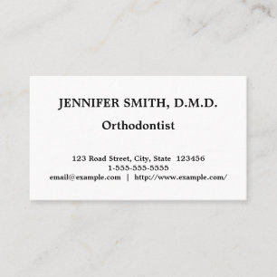Eenvoudig, conservatief orthodontist Visitekaartje