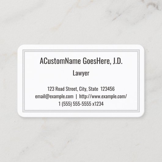 Eenvoudig, conservatief Visitekaartje van advocate (Voorkant)