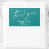 Eenvoudig contant schrijven Bedankt Blauwgroen Rechthoekige Sticker (Tas)