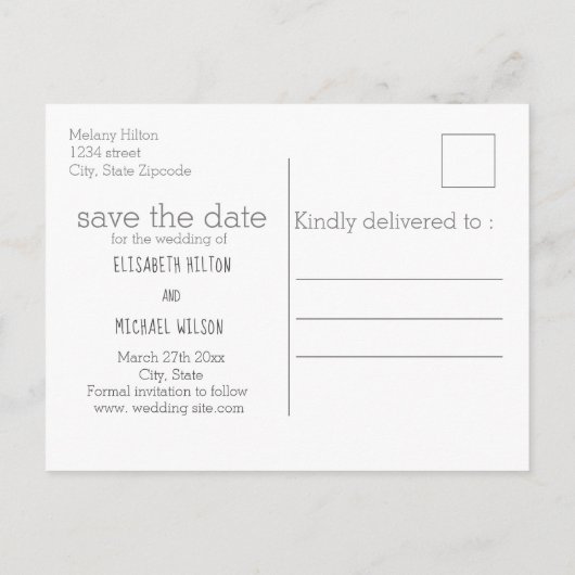 Eenvoudig, contemhedendaags gescheurd karton aankondigingskaart (Achterkant)