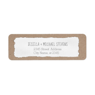 Eenvoudig, contemhedendaags gescheurd karton etiket