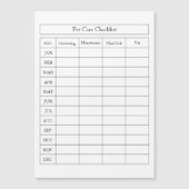 Eenvoudig controlelijstlogboek voor huisdieren (Voorkant)