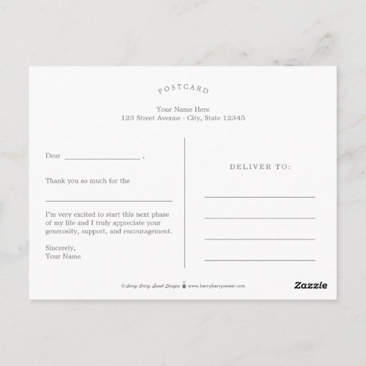 Eenvoudig Cool Editable Color Afstuderen Hartelijk Briefkaart (Achterkant)