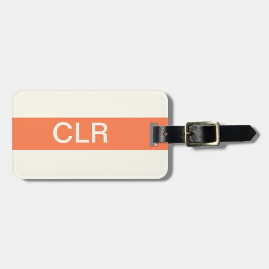 Eenvoudig Coral Ivory Monogram Initialen Bagagelab Bagagelabel (Voorkant horizontaal)