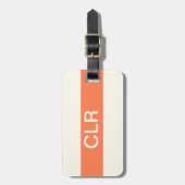 Eenvoudig Coral Ivory Monogram Initialen Bagagelab Bagagelabel (Voorkant verticaal)