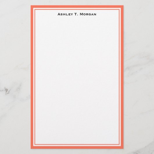 Eenvoudig Corale Wit Persoonlijk Briefpapier (Voorkant)