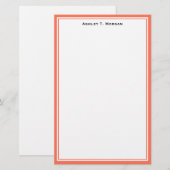Eenvoudig Corale Wit Persoonlijk Briefpapier (Voorkant / Achterkant)