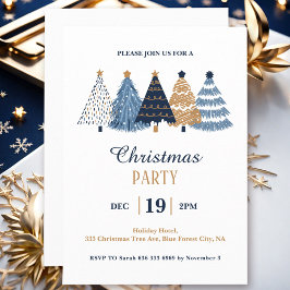 Eenvoudig Corporate Blue Christmas Trees Party Kaart