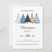 Eenvoudig Corporate Blue Christmas Trees Party Kaart (Voorkant)