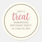 Eenvoudig Cream Whimsical Script Fun Cute Party Tr Ronde Sticker (Voorkant)