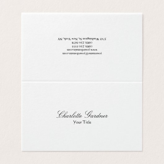 Eenvoudig creatief, uniek, modern wit visitekaartje (Buitenkant ongevouwen)