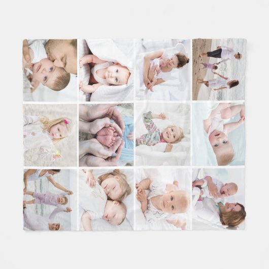 Eenvoudig Creëer Uw eigen 12-fotocollage Fleece Deken (Voorkant (Horizontaal))