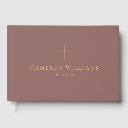 Eenvoudig cross liefdevol geheugen begrafenismonum gastenboek (Voorkant)