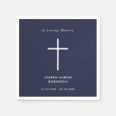 Eenvoudig Cross Navy Blue Funeral Memorial Servet (Voorkant)