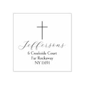 Eenvoudig Cross Script Familie Retouradres Rubberstempel (Afrduk)