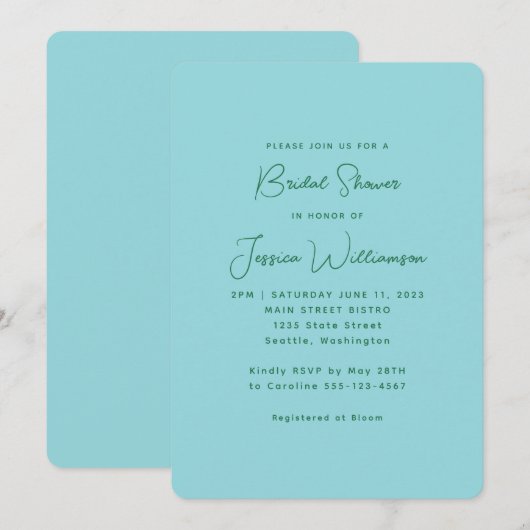 Eenvoudig Cute Aesthetic Blue en Green Vrijgezelle Kaart (Voorkant / Achterkant)