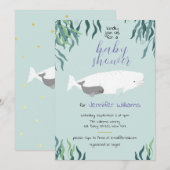Eenvoudig Cute Beluga Whale Light Blue-Baby shower Kaart (Voorkant / Achterkant)