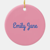 Eenvoudig Cute Blue en roze, op maat gemaakt Keramisch Ornament (Achterkant)