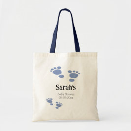 Eenvoudig Cute Blue Footprint Baby shower Tote Bag